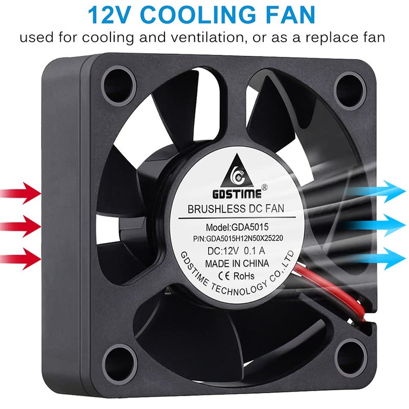 GDSTIME 5015 50mm x 50mm x 15mm 12V Dc Brushless Cooling Fan (2Pack) - Image 3
